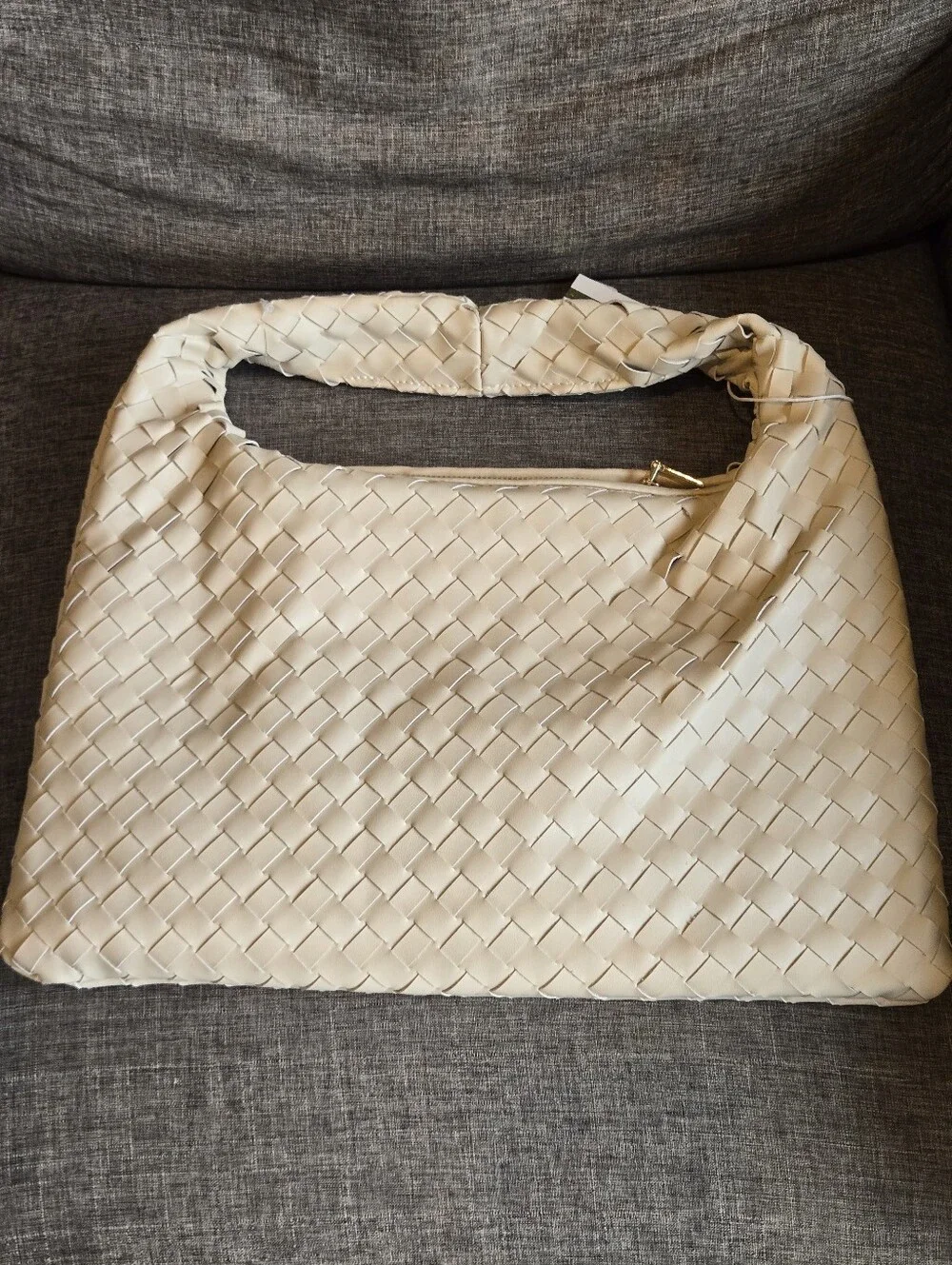 Nico & Olive Oatmilk Woven Leather Hobo Bag